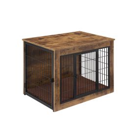 Dog Crate Furniture with Cushion, Wooden Dog Kennel Furniture, Heavy Duty Dog Cage, 32" Dog Kennel with Double Doors, Dog Crates for Small/Medium Dogs