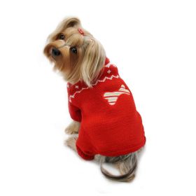 Candy Cane Bone Holiday Sweater Bodysuit (Color: Red, size: L)