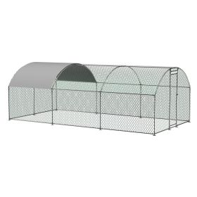 Large Chicken Coop Metal Chicken Run with Waterproof and Anti-UV Cover (size: 10 x 20 ft.)